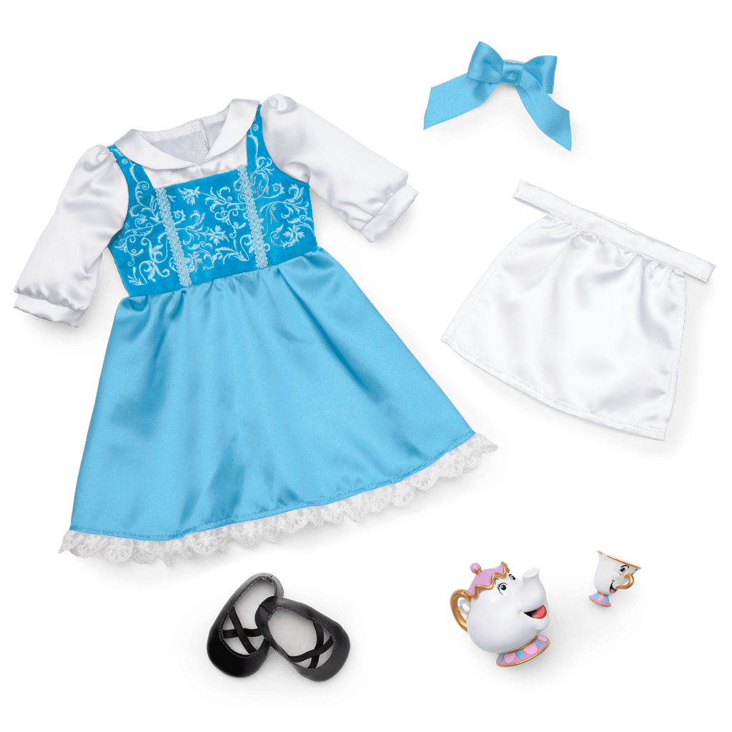 American Girl? Disney Princess Belle Blue Dress, Mrs. Potts, Chip & Accessories for 18-inch Dolls