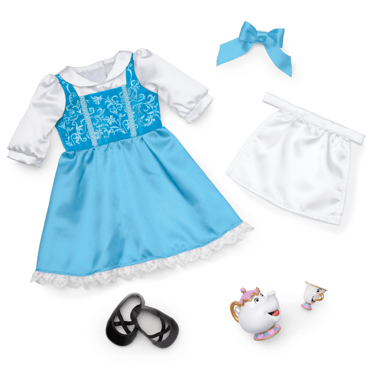 American Girl? Disney Princess Belle Blue Dress, Mrs. Potts, Chip & Accessories for 18-inch Dolls