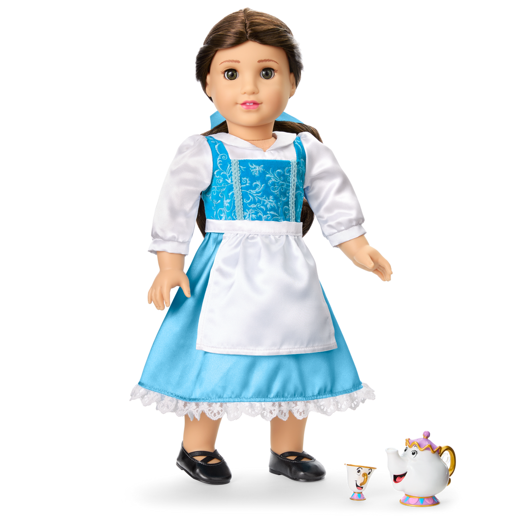 Disney Princess Belle Enchanted Castle Dining Set, Blue Dress & Friends Bundle for 18-inch Dolls